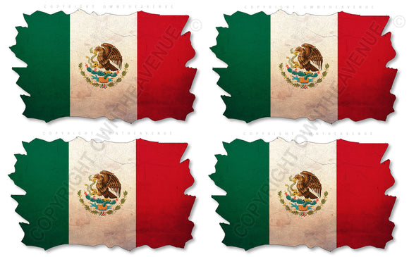 4Pcs Mexican Mexico Vintage Style Distressed Flags Vinyl Sticker Decals 3