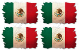 4Pcs Mexican Mexico Vintage Style Distressed Flags Vinyl Sticker Decals 3"