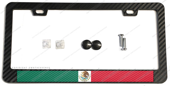 Mexico Mexican Flag Racing Drifting JDM Carbon Fiber License Plate Frame - OwnTheAvenue