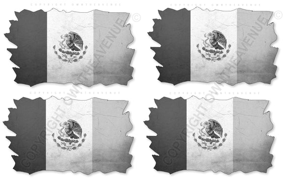 4Pcs Mexican Mexico Vintage Subdued Distressed Flags Vinyl Sticker Decals 3
