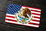 Mexico Mexican USA American Flag Motorcycle Metal License Plate