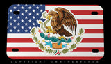 Mexico Mexican USA American Flag Motorcycle Metal License Plate