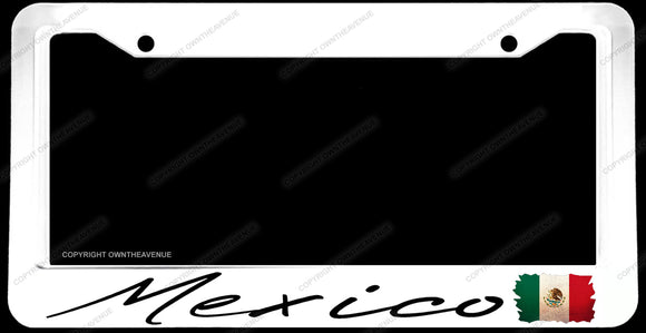 Mexico Mexican Vintage Style Flag Race Drift White License Plate Frame - OwnTheAvenue