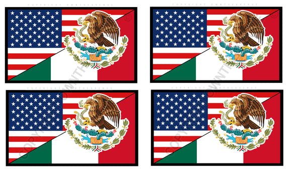 4Pcs Mexico Mexican USA American World Country Flags Sticker Decals 3