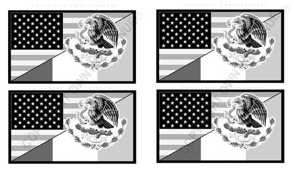 4Pcs Mexico Mexican USA American Subdued Flags Sticker Decals 3