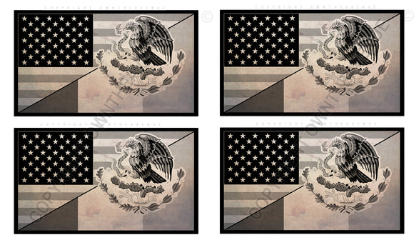 4Pcs Mexico USA American Vintage Style Subdued Flags Sticker Decals 3