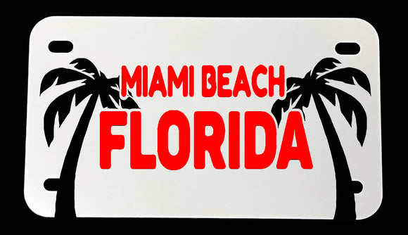Miami Beach Florida Palm Trees Motorcycle Metal License Plate