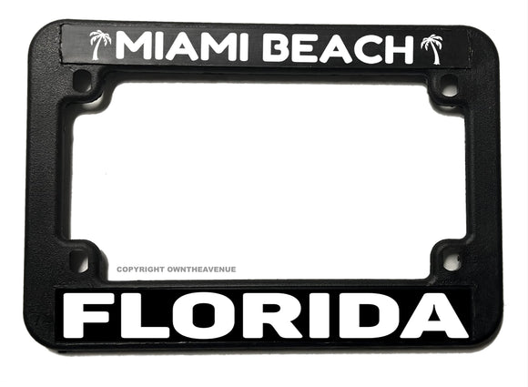 Miami Beach Florida Palm Trees Motorcycle License Plate Frame