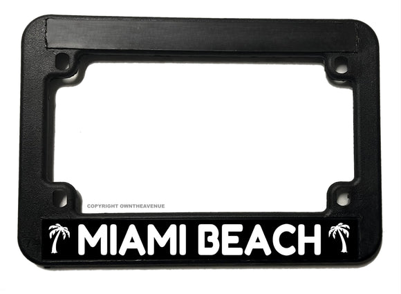 Miami Beach Model 2 Palm Trees Motorcycle License Plate Frame