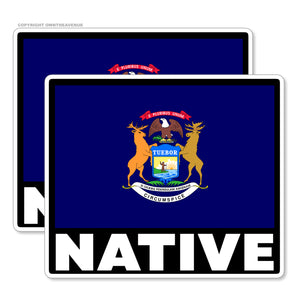 x2 Michigan Flag Vinyl Sticker Pack Lot Native - 3.5" Inches Each