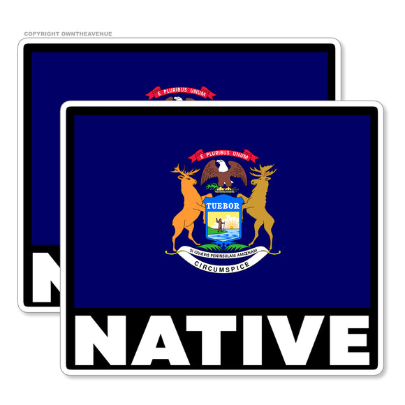x2 Michigan Flag Vinyl Sticker Pack Lot Native - 3.5