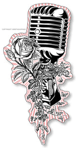 Microphone Old School Vintage Tattoo Art Style Singer Music Vinyl Sticker 5" - OwnTheAvenue