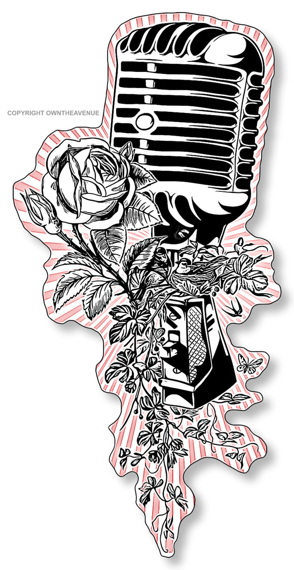 Microphone Old School Vintage Tattoo Art Style Singer Music Vinyl Sticker 5