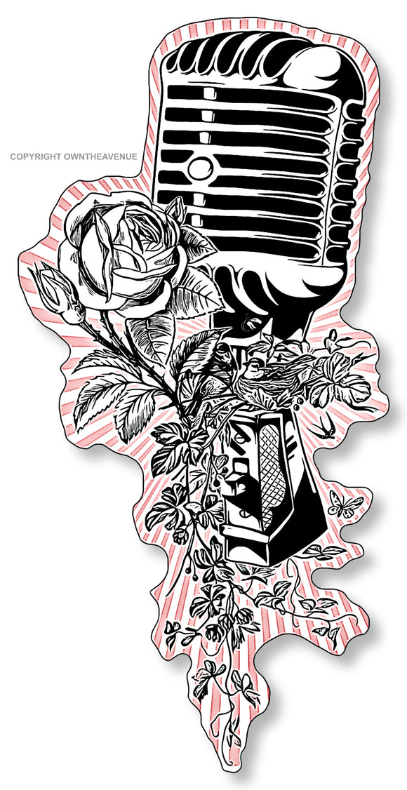 Microphone Old School Vintage Tattoo Art Style Singer Music Vinyl Sticker 5