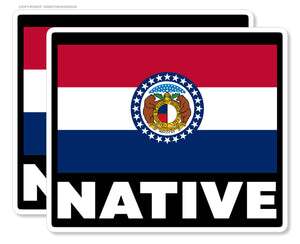 x2 Missouri Flag Vinyl Sticker Pack Lot Native - 3.5" Inches Each