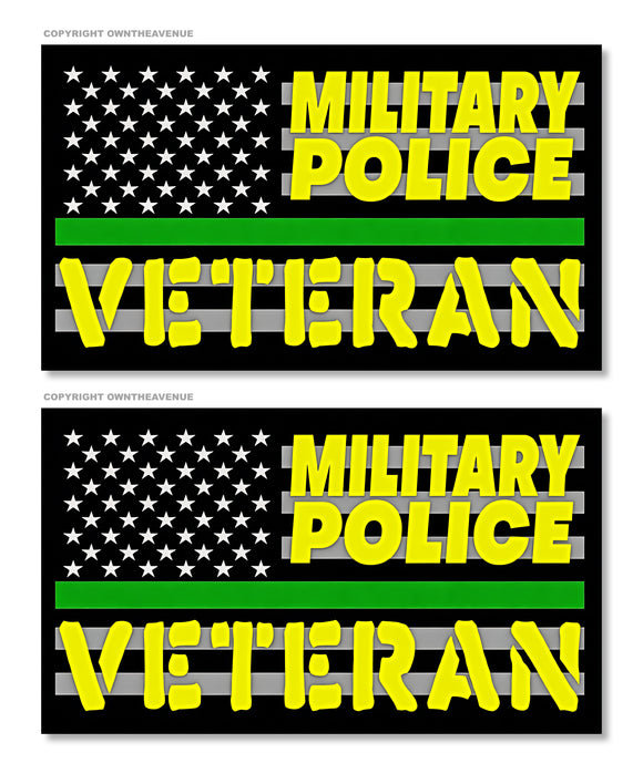 x2 Military Police Veteran Patriotic Green Line Flag Patriotic Sticker Decal 4