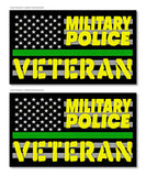 x2 Military Police Veteran Patriotic Green Line Flag Patriotic Sticker Decal 4" - OwnTheAvenue