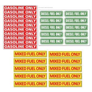 x30 Diesel Gasoline Mixed Fuel Only Gasoline Only Diesel Fuel Only Stickers 3" - OwnTheAvenue