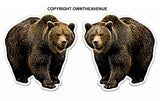 2Pcs Brown Grizzly Bear Animal Auto Bumper Laptop Holographic Sticker Decals
