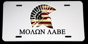 Molon Labe USA American Flag Distressed Tattered Auto License Plate Cover - OwnTheAvenue