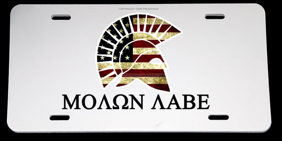 Molon Labe USA American Flag Distressed Tattered Auto License Plate Cover - OwnTheAvenue
