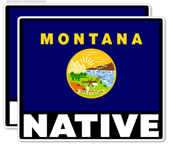 x2 Montana Flag Vinyl Sticker Pack Lot Native - 3.5