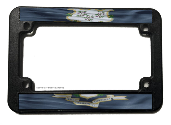 Connecticut Flag Model 2 Vintage Style Motorcycle License Plate Frame - OwnTheAvenue