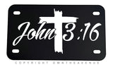 John 3:16 Bible Christian Christ Tattered Cross Motorcycle Metal License Plate