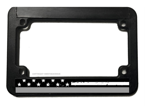 Support Correction Officers Silver Colored American Flag Motorcycle License Plate Frame - OwnTheAvenue