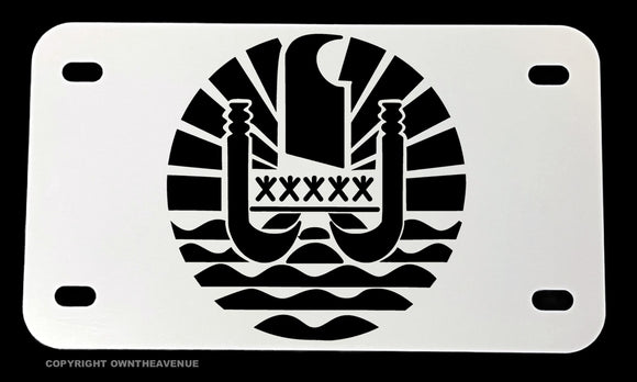 French Polynesia Coat of Arms Flag Motorcycle Metal License Plate - OwnTheAvenue