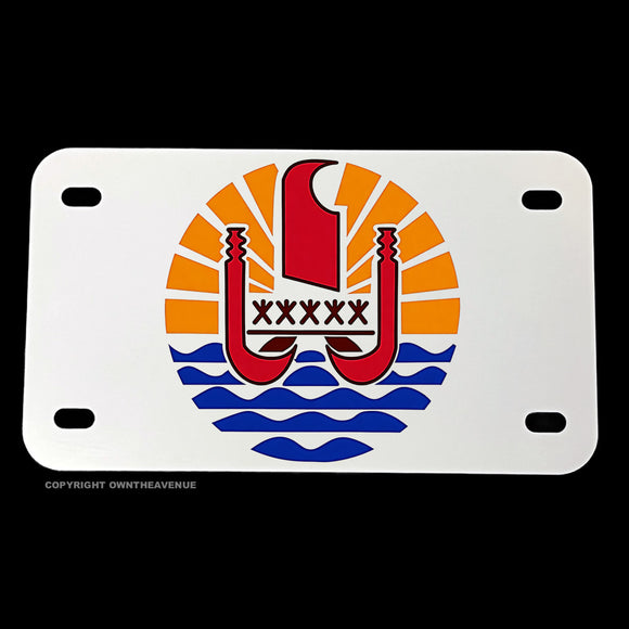 French Polynesia Coat of Arms Flag V01 Motorcycle Metal License Plate - OwnTheAvenue