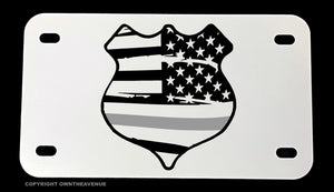 Support Corrections Officers Silver Flag Motorcycle Metal License Plate - OwnTheAvenue
