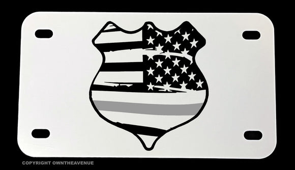 Support Corrections Officers Silver Flag Motorcycle Metal License Plate - OwnTheAvenue