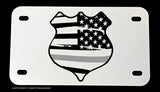 Support Corrections Officers Silver Flag Motorcycle Metal License Plate - OwnTheAvenue