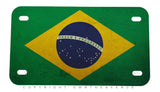 Brazil Flag Rustic Style Metal Motorcycle License Plate - OwnTheAvenue