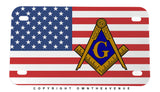 Freemason USA American Flag Motorcycle License Plate