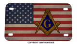 Freemason USA American Flag Rustic Style Motorcycle License Plate
