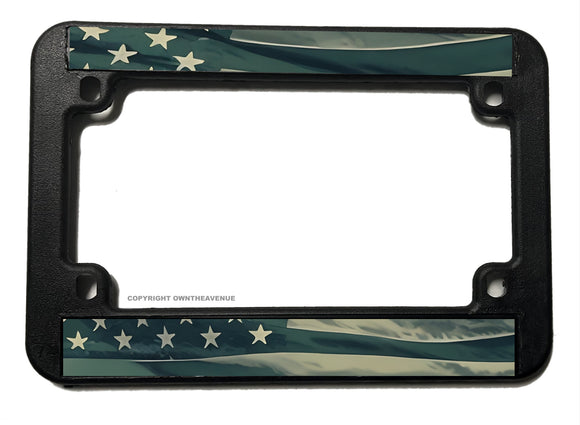 USA American Subdued World Country Flag Model-2 Motorcycle License Plate Frame - OwnTheAvenue