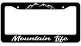 Mountain Life License Plate Frame Hiking Mountain Biking Outdoors Woods Camping