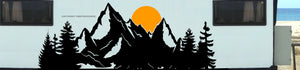 Sunset Mountain Scene Nature Forest RV Camper Truck Decor Decal Sticker 56"x21"