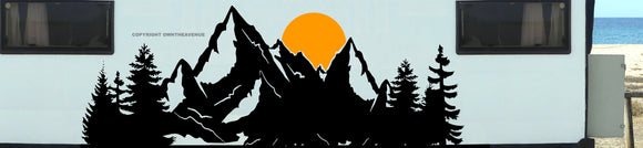 Sunset Mountain Scene Nature Forest RV Camper Truck Decor Decal Sticker 56