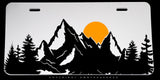Mountains Forest Nature Hiking Camping Scene Metal License Plate - OwnTheAvenue