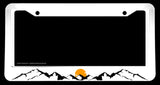 Mountains Sunset Scenery Off Road White License Plate Frame - OwnTheAvenue