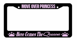 Move Over Princess Funny Joke Cute Girl Car Truck License Plate Frame