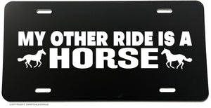 My Other Ride Is A Horse Black Car Truck License Plate Cover - OwnTheAvenue