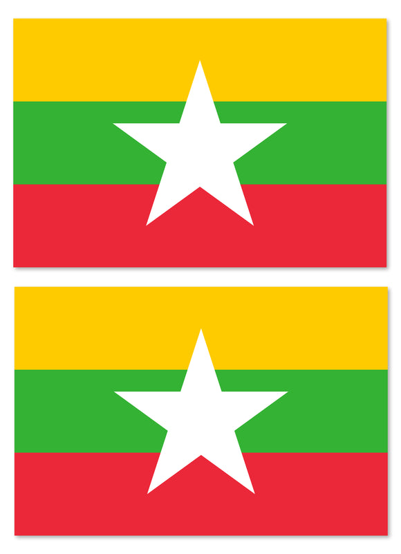 2Pcs Myanmar World Country Flag Sticker Decals 3.5