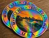 x2 Myrtle Beach South Carolina Souvenir Holographic Vinyl Sticker Decals