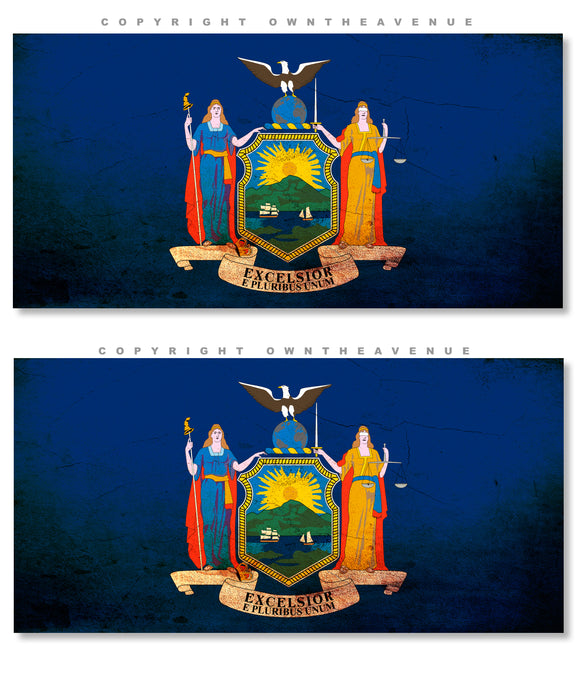 2Pcs New York Vintage Style Flags Vinyl Sticker Decals 3.5