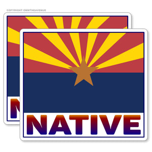 x2 Arizona Flag Native Car Truck Laptop Bumper Vinyl Sticker Decal 3.5"