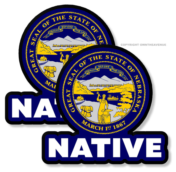 x2 Nebraska Flag Vinyl Sticker Pack Lot Native - 3.5